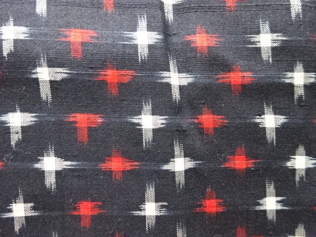 JAPANESE KIMONO / ANTIQUE KIMONO / SILK / MEISEN / WOVEN CROSS PATTERN